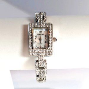 Women's Avenue Silver Tone Rhinestone and MOP Bracelet Watch